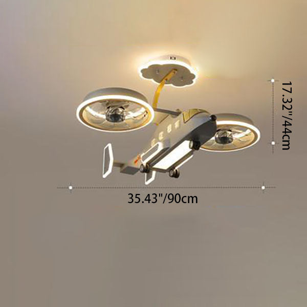 Contemporary LED Aircraft Ceiling Fan Light for Kids' Bedroom