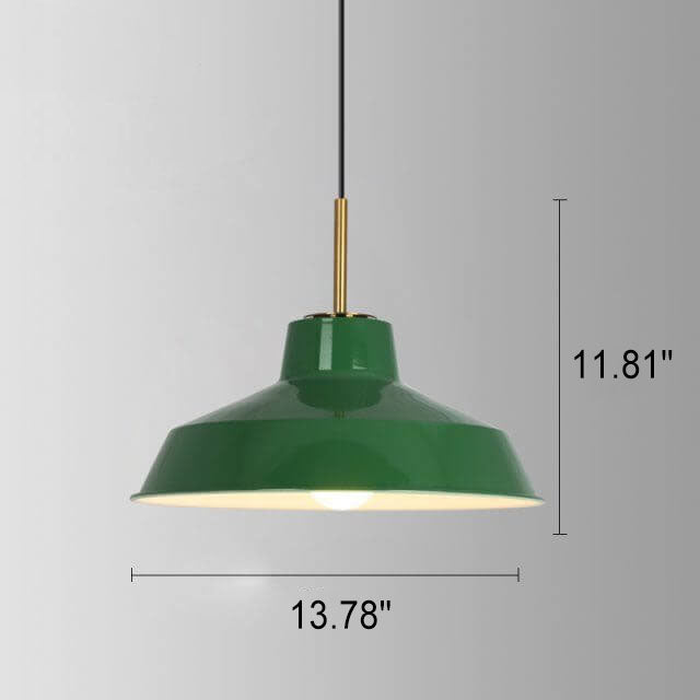 Industrial Vintage Green Iron Cone Pendant Light - 1-Light Hanging Fixture