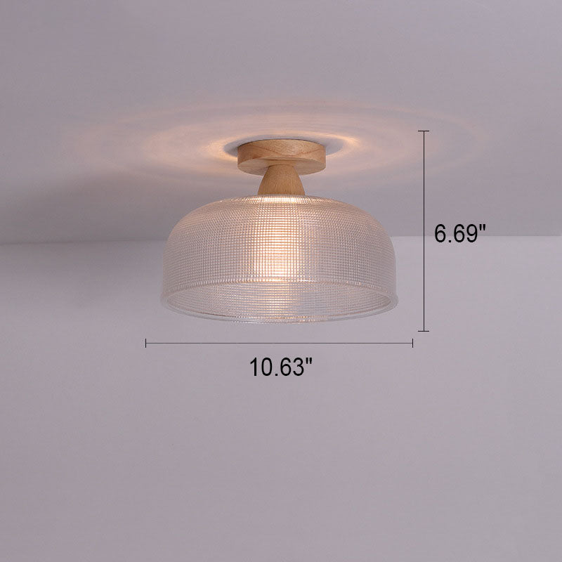 Japanese Minimalist Log Glass Semi-Flush Mount Light