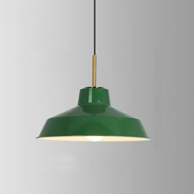 Industrial Vintage Green Iron Cone Pendant Light - 1-Light Hanging Fixture