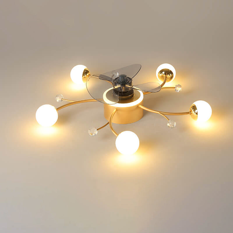 Nordic Light Luxury 5/7-Light LED Flush Mount Ceiling Fan