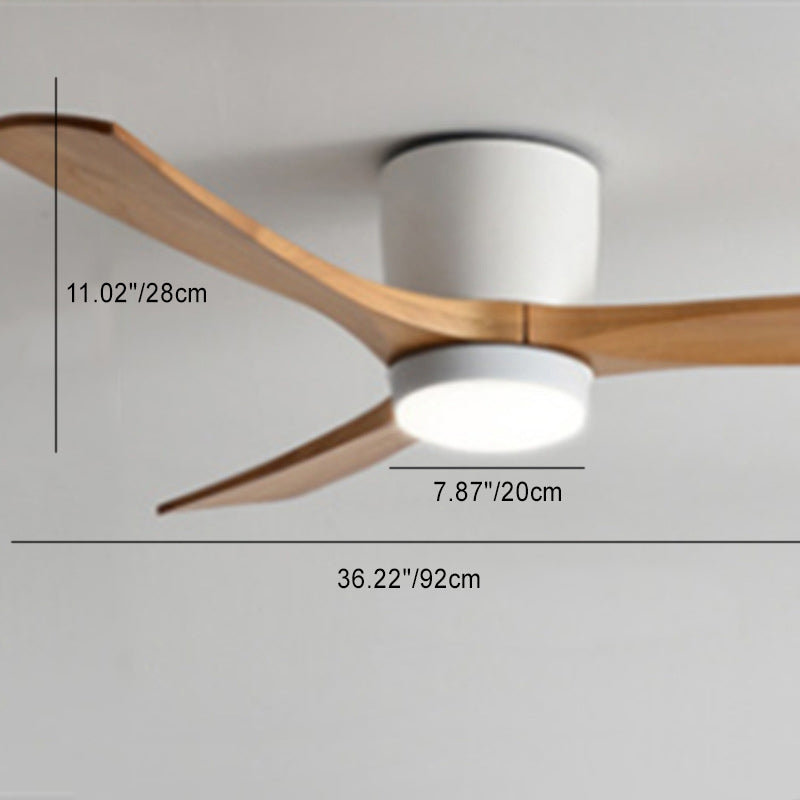 Contemporary Scandinavian Copper Wood Acrylic LED Ceiling Fan Light for Living Room