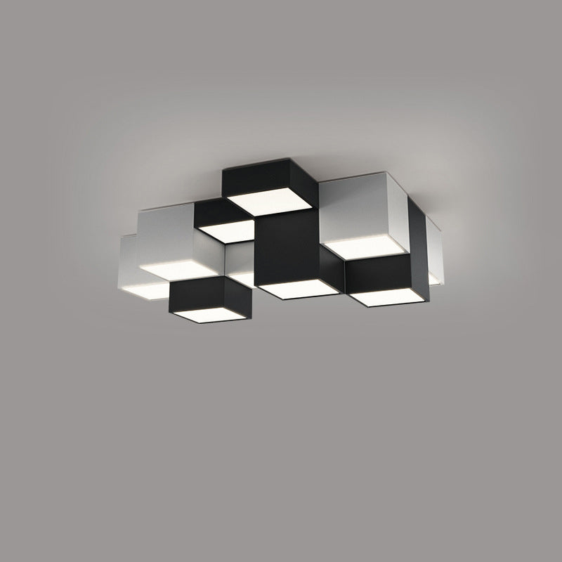Modern Minimalist Cube LED Flush Mount Ceiling Light for Living Room