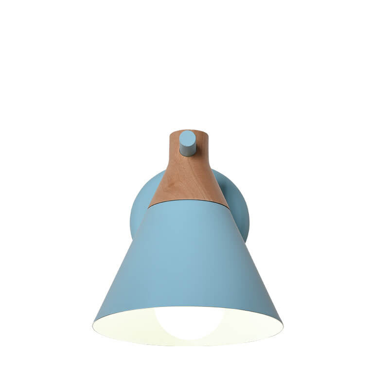Nordic Solid Wood Macaron Cone 1-Light Wall Sconce Lamp