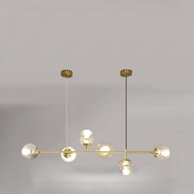 Nordic Minimalist Colorful Glass Orb 6-Light Island Chandelier
