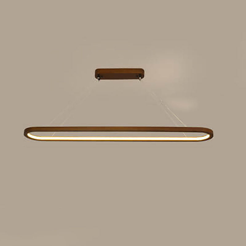 Modern Chinese Solid Wood Round Ring LED Chandelier Island Light