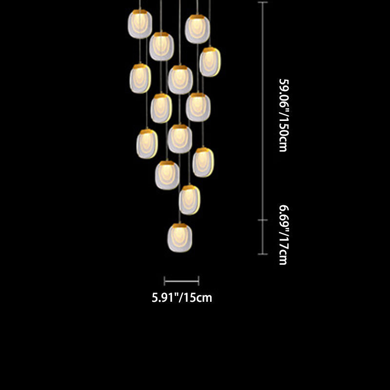 Contemporary Scandinavian Aluminum Crystal Round LED Chandelier for Living Room