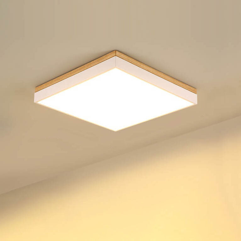 Modern Minimalist Solid Wood LED Flush Mount Light for Living Room