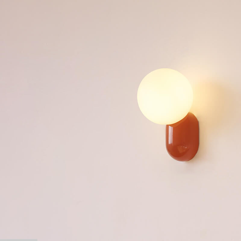 Macaron Cream Resin Glass Ball Wall Sconce Lamp - 1-Light Modern Decor