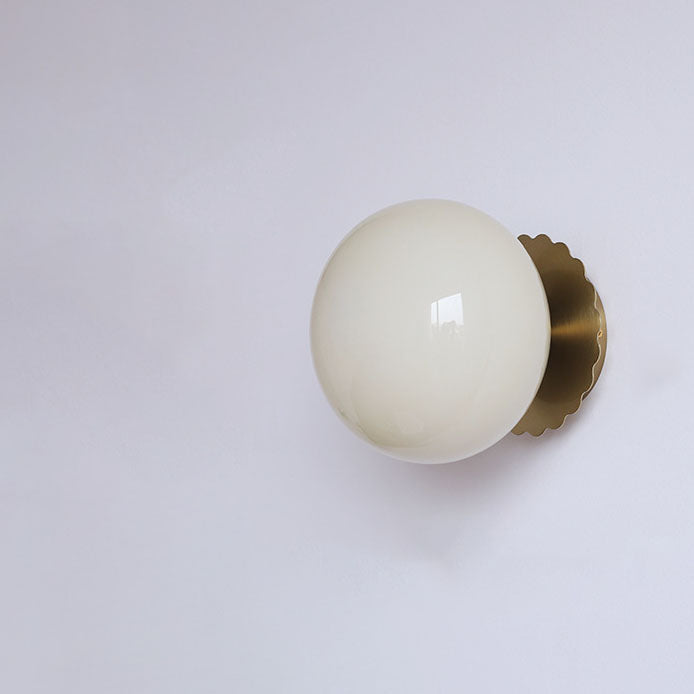 Modern Vintage Iron Glass Round Wall Sconce Lamp - 1-Light Minimalist Design