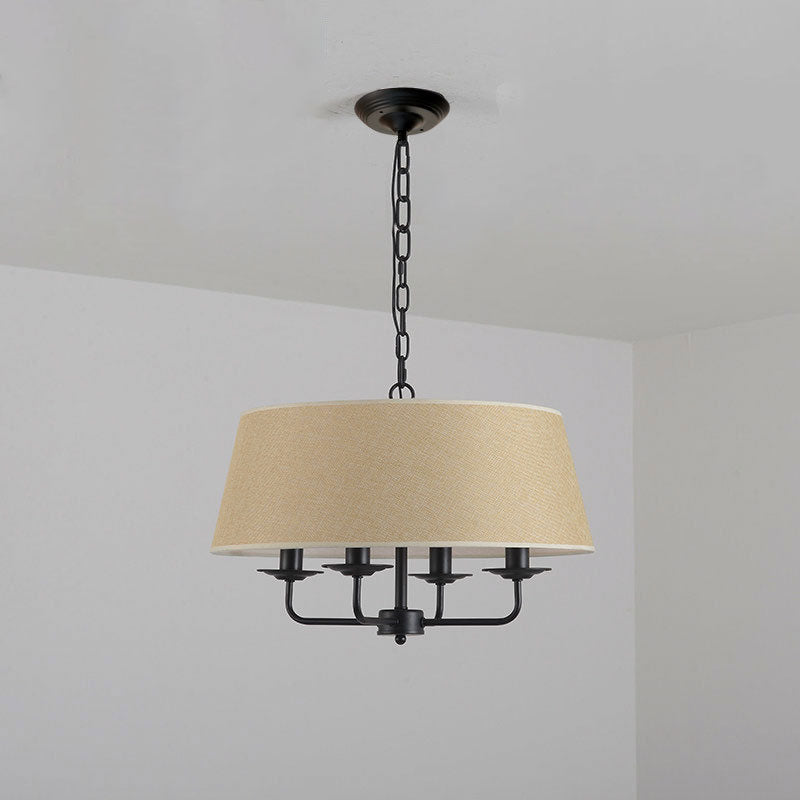 European Vintage Classic Iron Cloth 4-Light Pendant Lamp