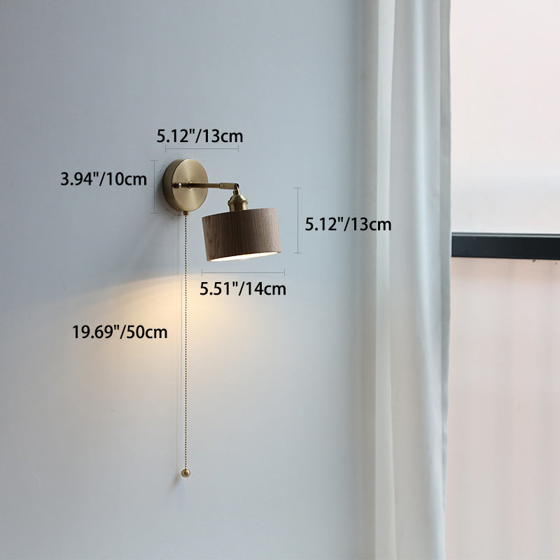 Contemporary Scandinavian Copper Wood 1-Light Wall Sconce for Bedroom  

Illuminate your bedroom with this stylish Scandinavian-inspired wall sconce. The unique round cone design combines warm copper and natural wood for a modern touch. This 1-light fixtu