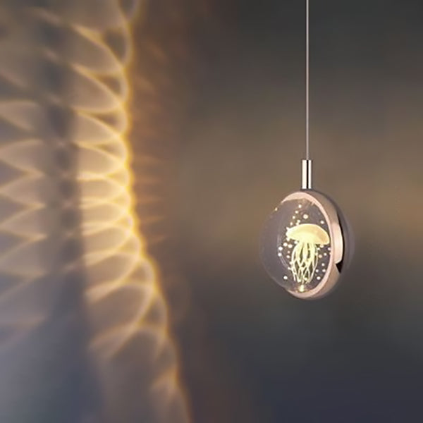 Modern Minimalist Aluminum Crystal LED Pendant Light for Bedroom