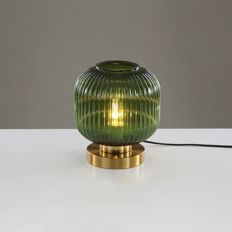 Nordic Striped Glass Oval Design 1-Light Table Lamp, Modern Home Lighting, Scandinavian Style Accent Lamp, Decorative Desk Light for Living Room, Bedroom Nightstand, Unique Interior Decor, Stylish and Elegant Illumination