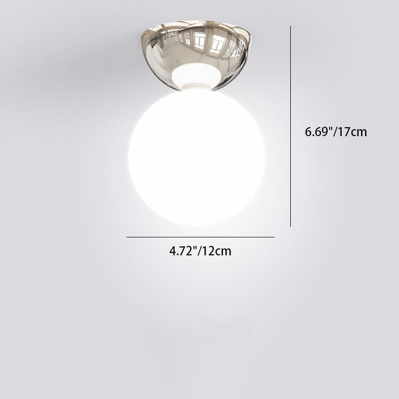 Scandinavian Iron & Glass Semi-Flush Mount Ceiling Light - 1-Light Spherical Shade for Hallway