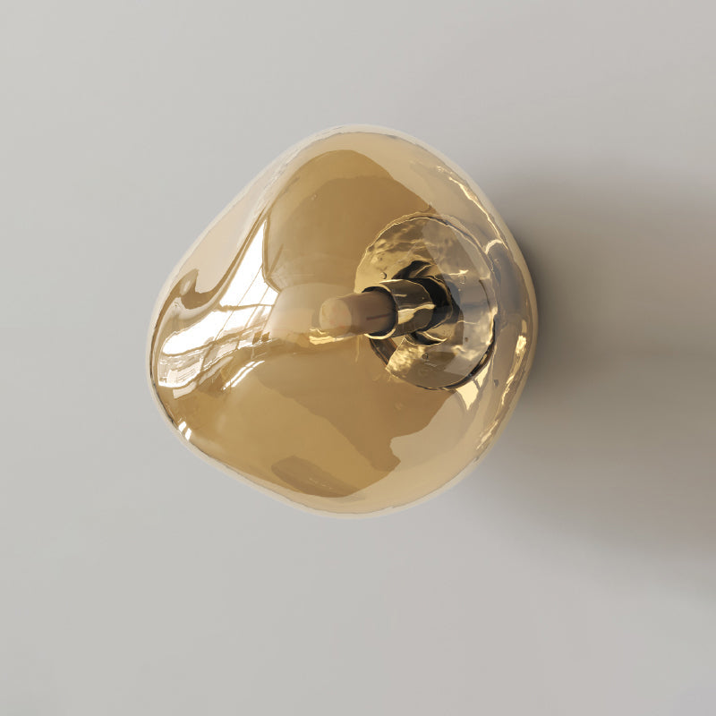 Modern Minimalist Electroplated Glass Wall Sconce Lamp - Irregular Sphere Design for Living Room Lighting