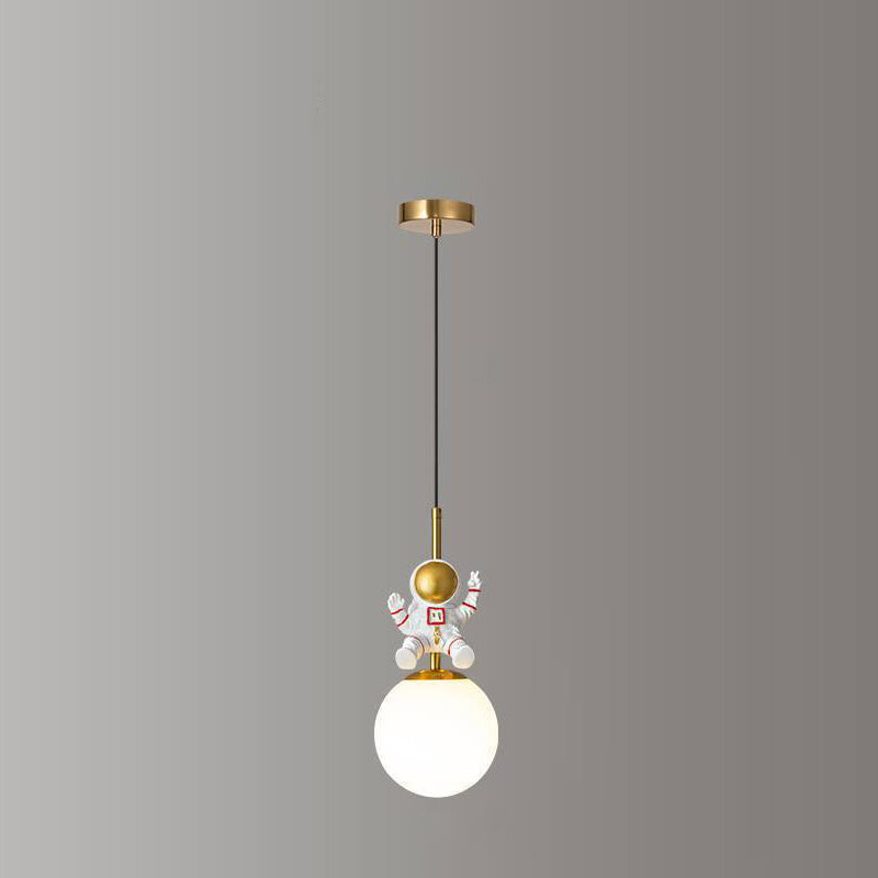 Contemporary Nordic Kids Orb Astronaut Iron Resin 1-Light Pendant Light Bedroom Decor, Space-Themed Lighting, Childrens Ceiling Fixture, Modern Nursery Light, Astronaut Space Decor, Unique Kids Room Lighting, Playful Bedroom Illumination, Decorative Penda