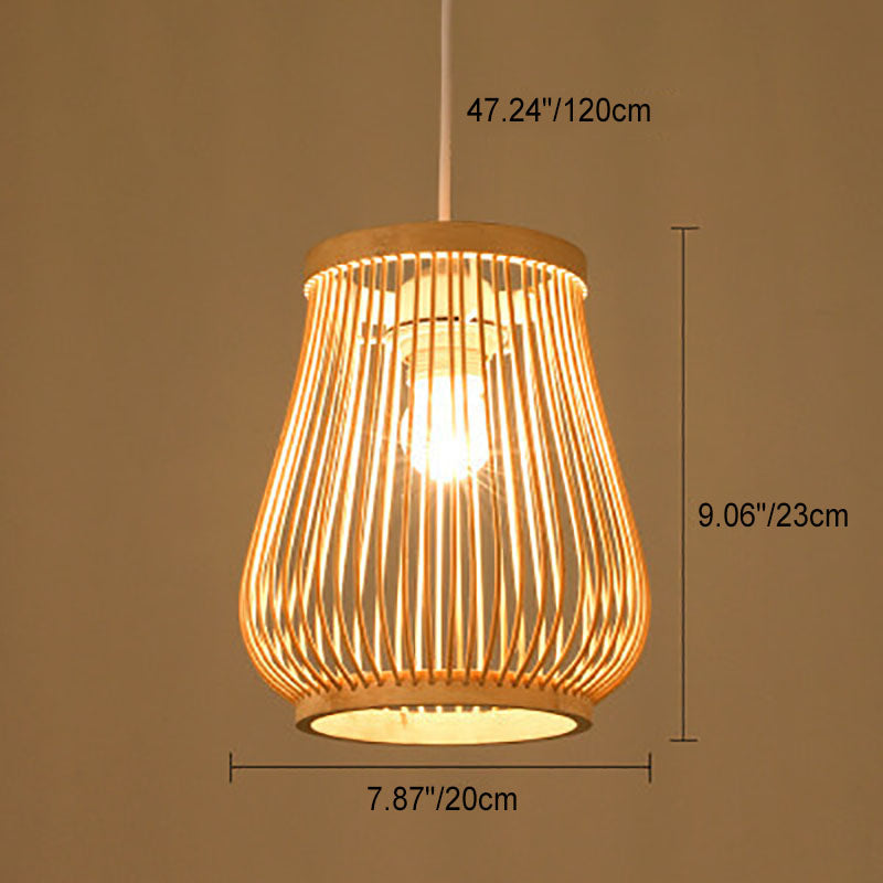 Japanese Zen Bamboo Weaving Lantern Pendant Light - 1-Light Hanging Fixture for Tranquil Spaces
