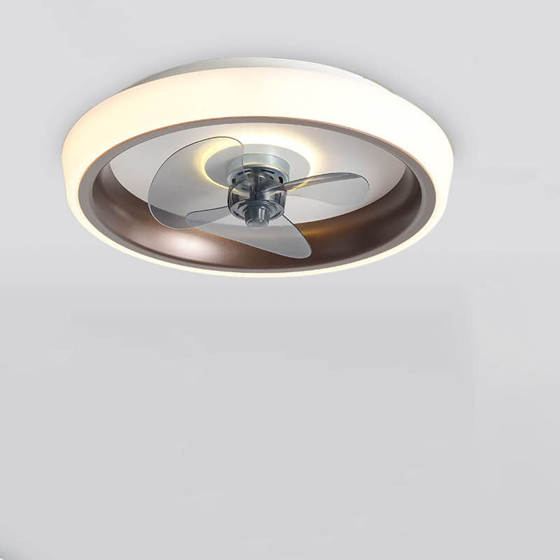 Nordic Minimalist Round Acrylic Wood Grain LED Ceiling Fan Light