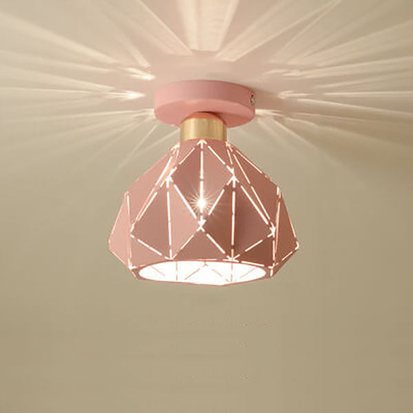 Modern Macaron 1-Light Diamond Dome Semi-Flush Mount Ceiling Light