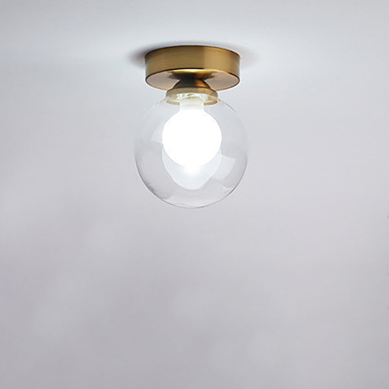 Modern Minimalist Glass Round Ball Semi-Flush Mount Ceiling Light for Hallway