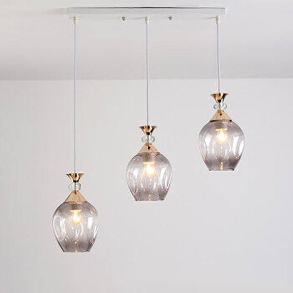Contemporary Nordic Gradient Glass Orb 1/3 Light Island Chandelier for Living Room