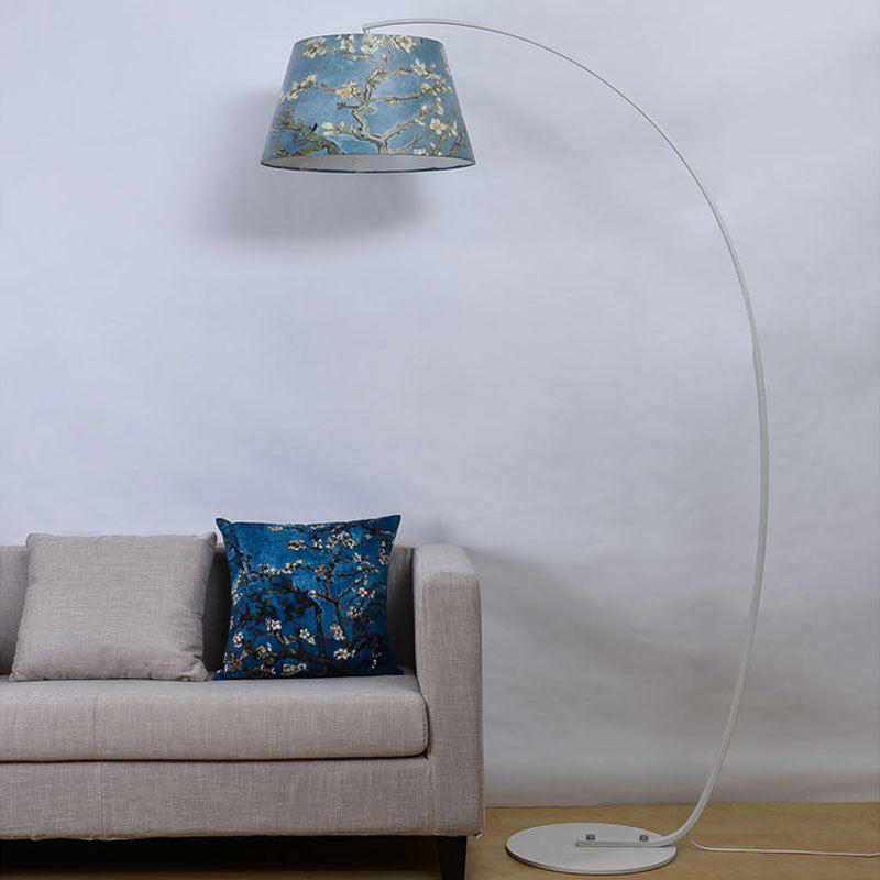 Modern Light Luxury Wrought Iron Curved Cylinder Floor Lamp - 1-Light Stand