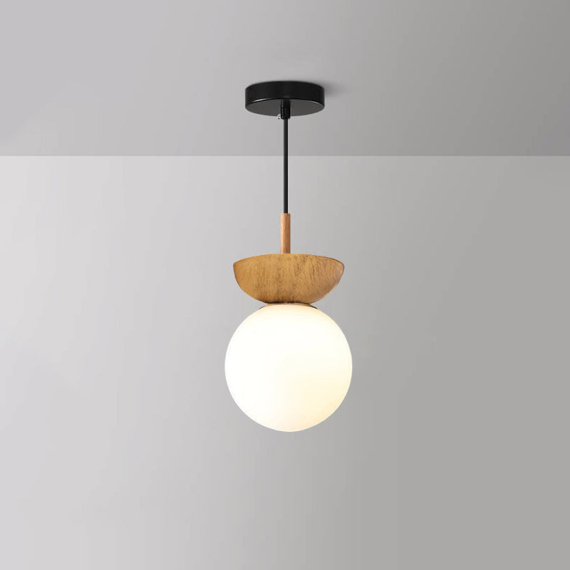 Modern Minimalist Glass Iron Orb Semi-Flush Mount Light Pendant for Living Room