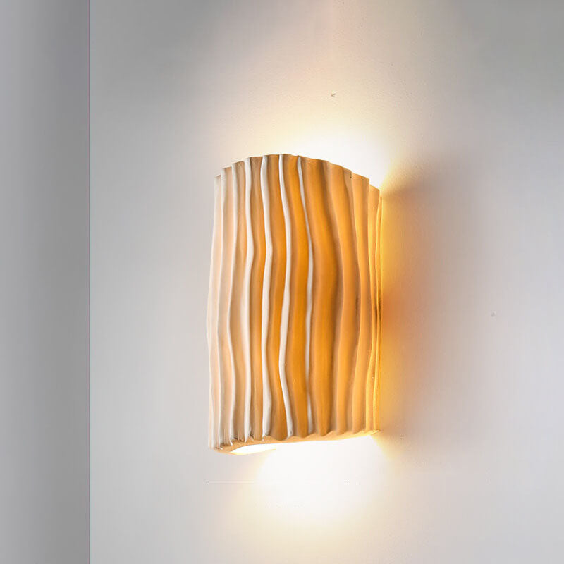 Contemporary Nordic Resin Striped Half Cylinder 2-Light Wall Sconce for Living Room