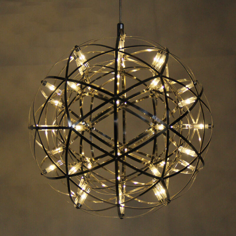 Contemporary Iron 12-Light LED Firework Pendant for Living Room