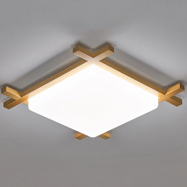 Traditional Japanese Wood Acrylic Tatami LED Ceiling Light for Bedroom