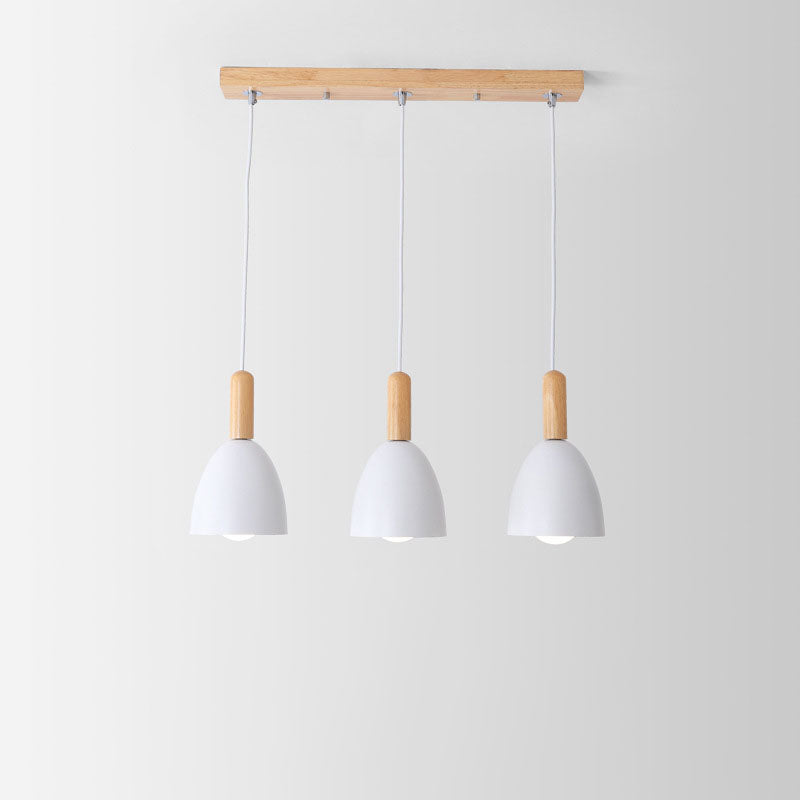 Nordic Minimalist Macaron Chandelier - 1/3-Light Solid Color Design, Modern Hanging Light Fixture for Dining Room or Living Space