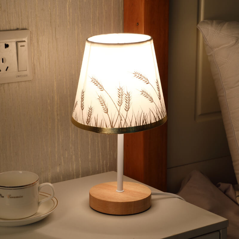 Contemporary Nordic Solid Wood Fabric Cone LED Table Lamp for Living Room Bedroom Modern Minimalist Nightstand Lighting Scandinavian Design Eco-Friendly Decor Stylish Illumination Home Lighting Solutions Plug-in Lamp Adjustable Brightness Trendy Accent La