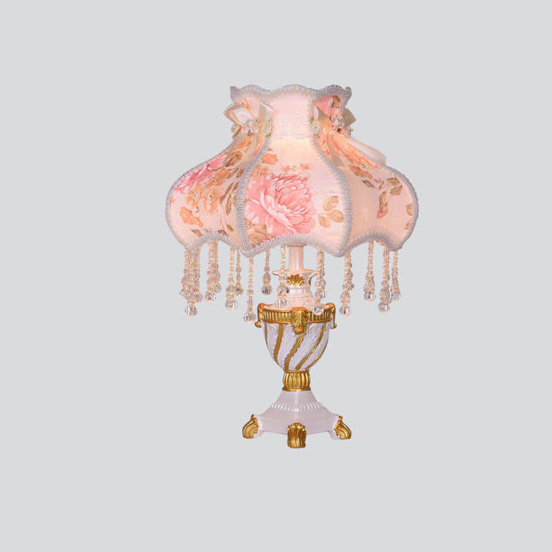 European Luxury Fabric Lace Resin 1-Light Table Lamp - Elegant Home Decor, Designer Lighting, Vintage Style Accent Lamp, Luxurious Bedroom Lighting, Chic Living Room Decor, Stylish Table Light, Decorative Resin Lamp, Unique Fabric Design, Modern Interior