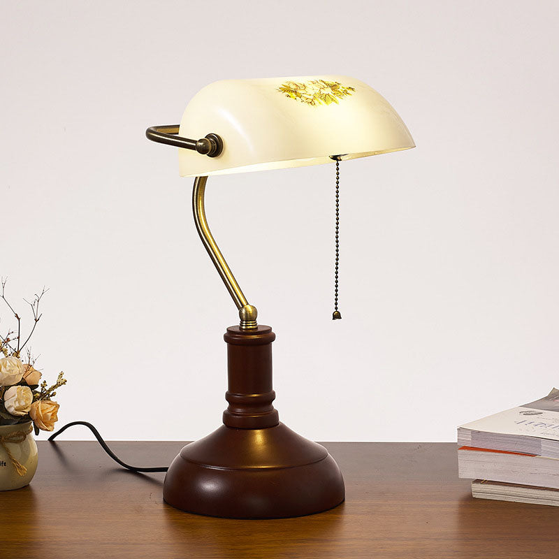Traditional Vintage Solid Wood Glass Bank Zipper 1-Light Table Lamp for Bedroom, Rustic Desk Lamp, Stylish Nightstand Lighting, Retro Home Decor, Classic Wooden Table Lamp, Unique Bedroom Accessory, Elegant Glass Shade, Cozy Lighting Solution, Farmhouse T