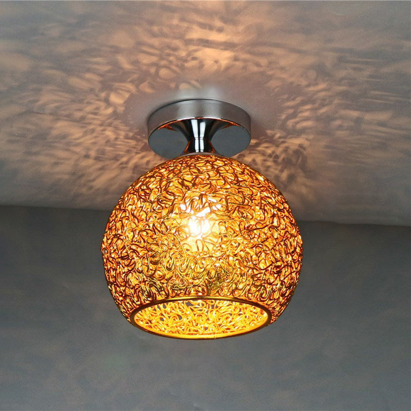 Contemporary Scandinavian Iron Aluminum Weaving Ball Semi-Flush Ceiling Light for Hallway