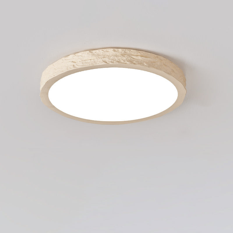 Modern Minimalist Round Stone Grain Resin Iron LED Ceiling Light for Bedroom