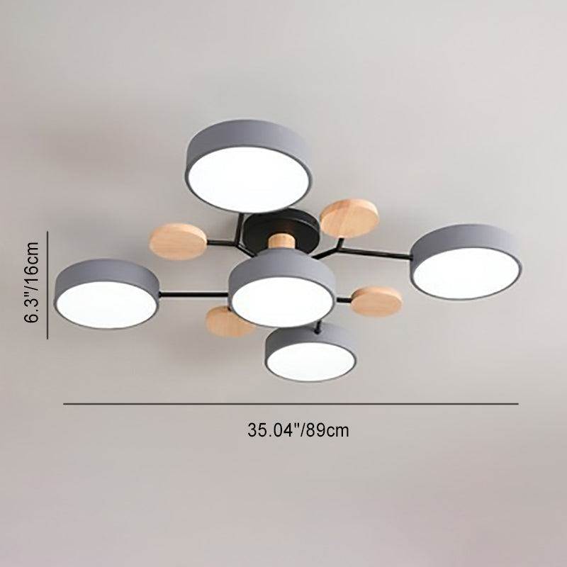 Contemporary Scandinavian Round Molecule Branch LED Ceiling Light for Living Room