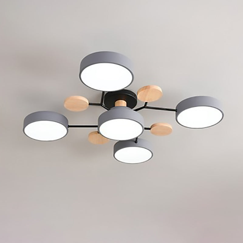 Contemporary Scandinavian Round Molecule Branch LED Ceiling Light for Living Room