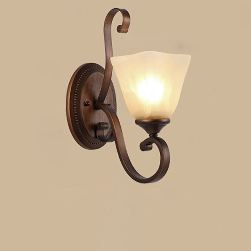 Vintage Round Glass Iron Wall Sconce Lamp - 1/2 Light Bedroom Fixture