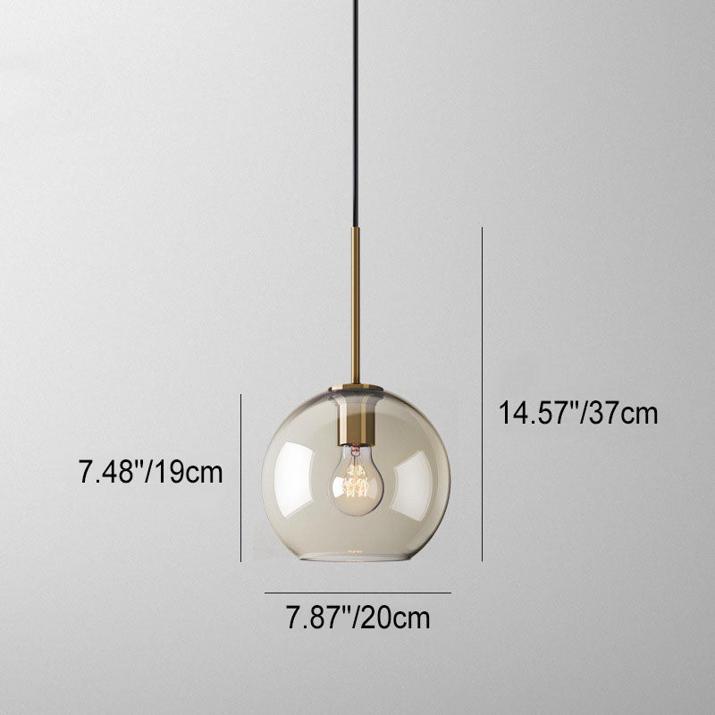Contemporary Nordic Iron Glass Pendant Light - Round Geometric 1-Light Fixture for Living Room & Bedroom