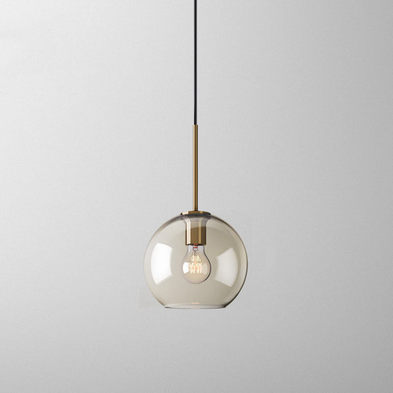 Contemporary Nordic Iron Glass Pendant Light - Round Geometric 1-Light Fixture for Living Room & Bedroom