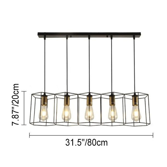Contemporary Industrial 3/5 Light Iron Island Chandelier for Living & Dining Rooms