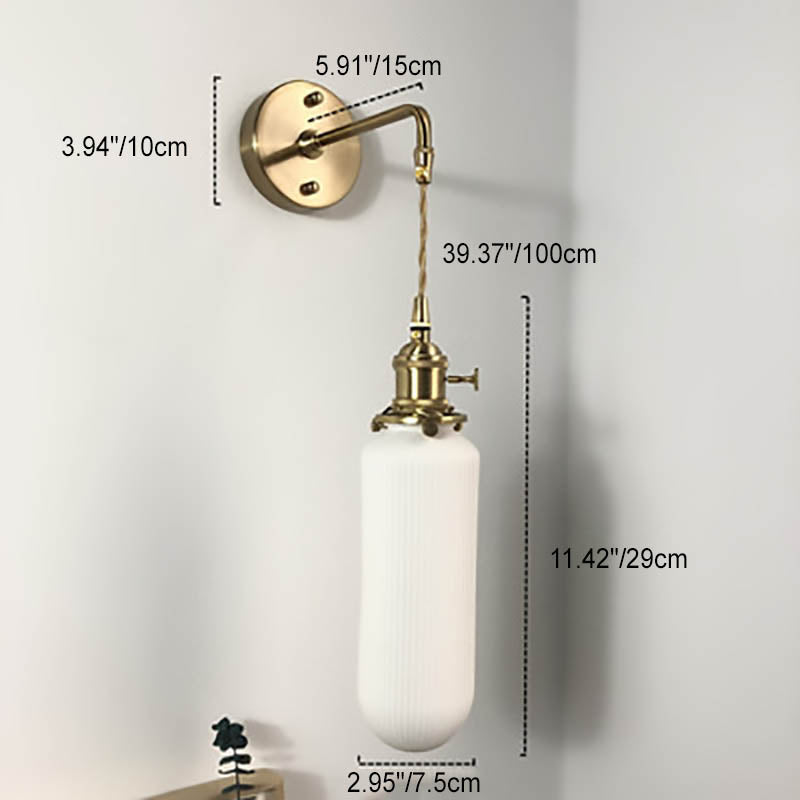 Japanese Retro Minimalist Brass Lucite Wall Sconce 1-Light Lamp