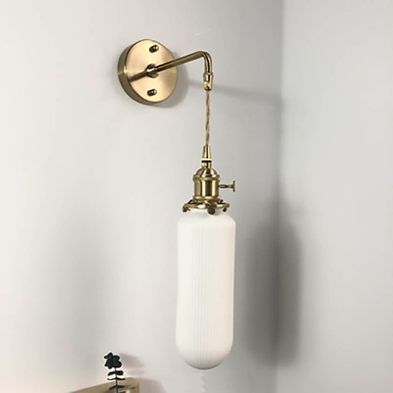 Japanese Retro Minimalist Brass Lucite Wall Sconce 1-Light Lamp