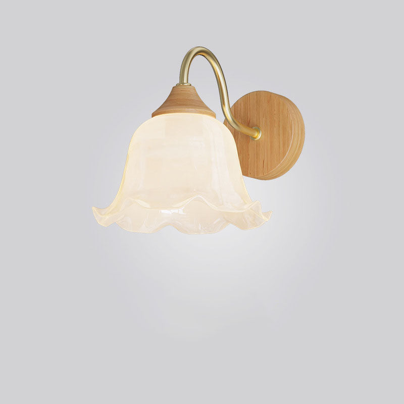 Contemporary Nordic Iron Glass Striped Round Log Wall Sconce - 1-Light Lamp for Living Room & Bedroom