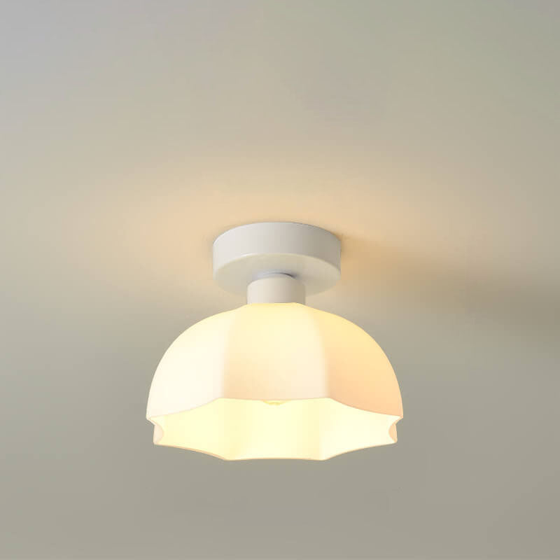 Scandinavian Modern Iron Glass Ceramic Flower Diamond Semi-Flush Mount Light