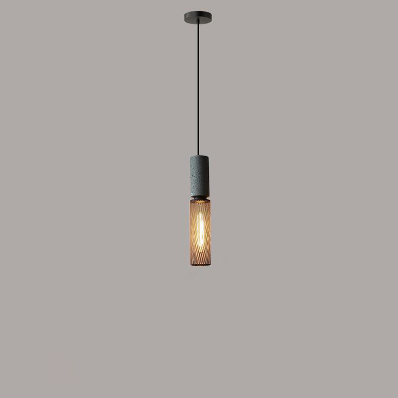 Contemporary Industrial Tapered Cement & Iron Pendant Light - 1-Light for Living Room