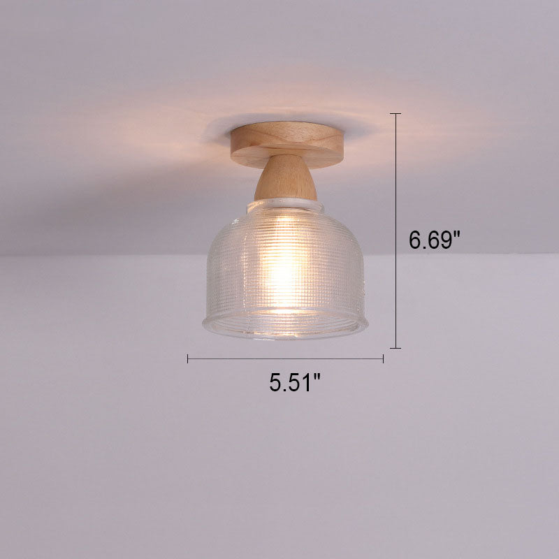 Japanese Minimalist Log Glass Semi-Flush Mount Light
