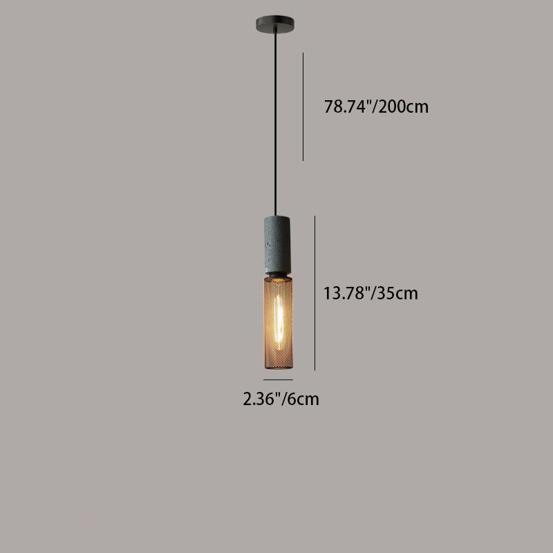 Contemporary Industrial Tapered Cement & Iron Pendant Light - 1-Light for Living Room